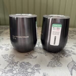 2 Corkcicle 12 Oz Triple Insulated Stemless Wine Tumbler Lid Silver NEW Key Bank